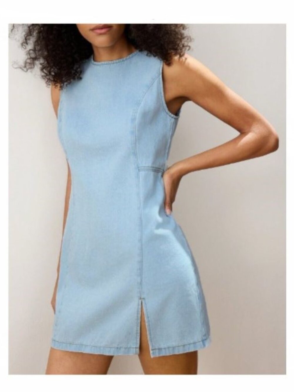 New Blue Light Wash Denim Dress Large